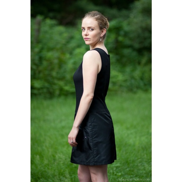 Vintage Anne Klein 90s Y2K Black Wool Mini Dress - Picture 3 of 5